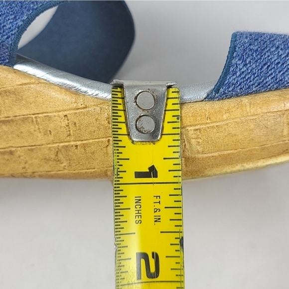 Italian Shoemakers Vivian Slip On Wedge Platform Denim Blue Sandals Straps Sz 10 - Picture 14 of 15